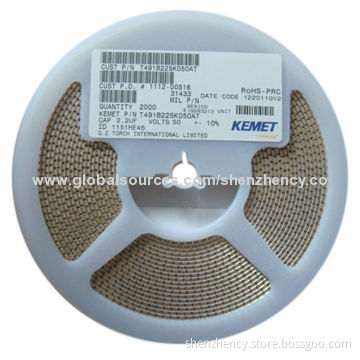 KEMET SMD Tantalum Capacitor, T491B225K050AT, 2.2UF 50V 10% 1411, B Case